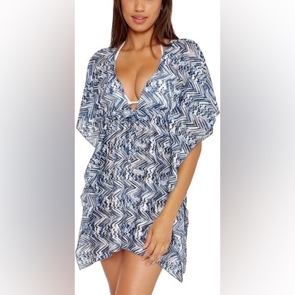 BECCA Blue and White Swim Coverup size xs - Picture 8 of 9